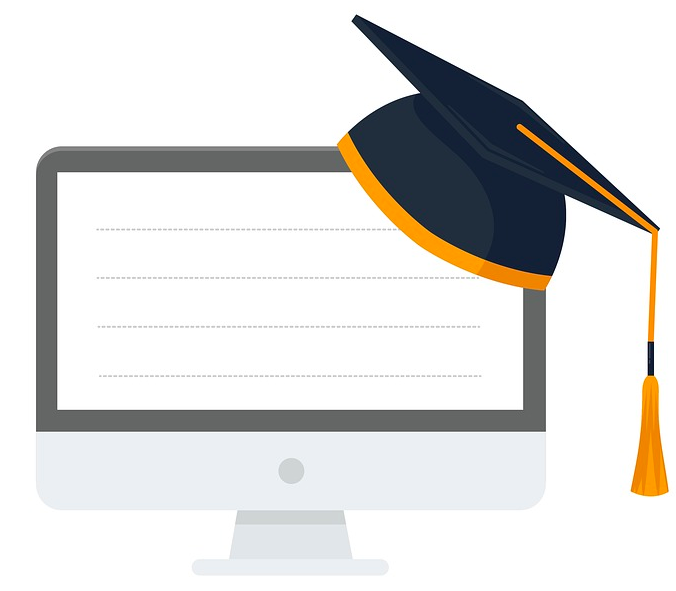 "clipart: computer with graduation cap"