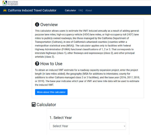 Induced Travel Calculator screenshot