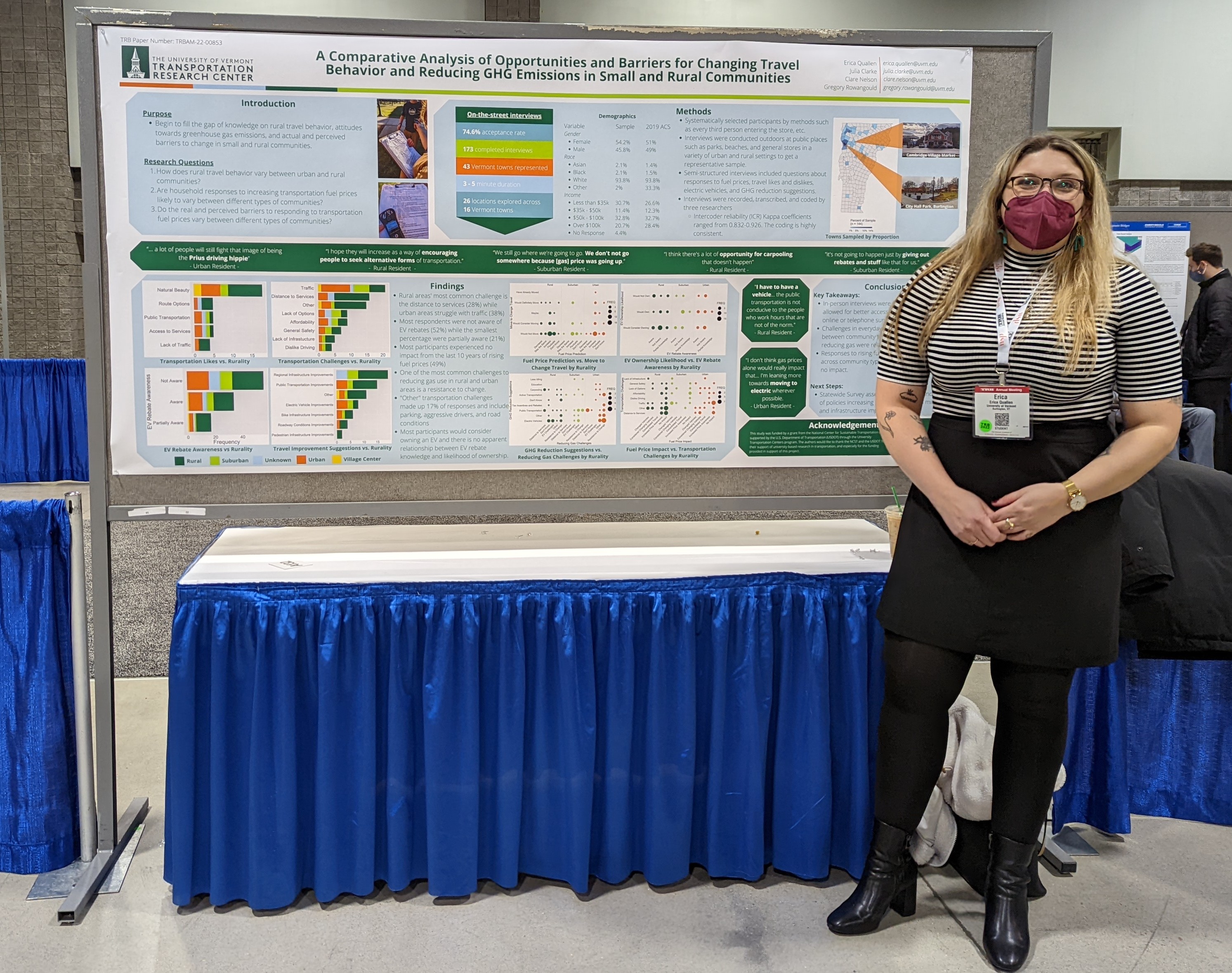 Image of Erica Quallen in front of poster board at TRB Conference
